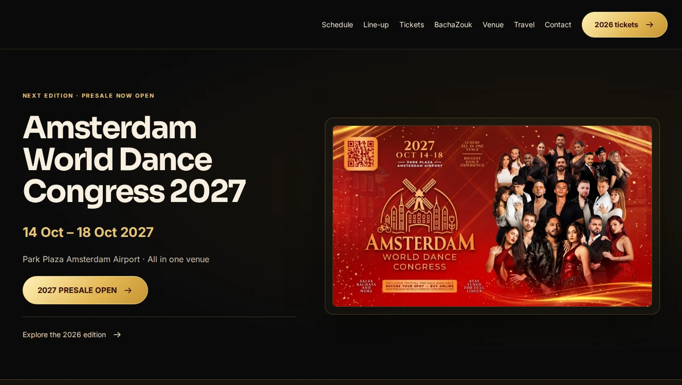 Amsterdam World Dance Congress - WordPress development