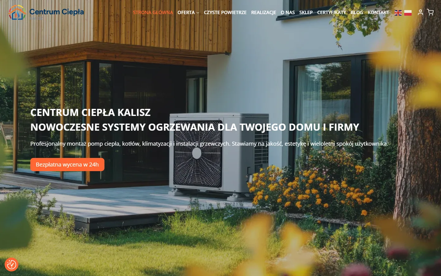 Screenshot of the Centrum Ciepła Kalisz website