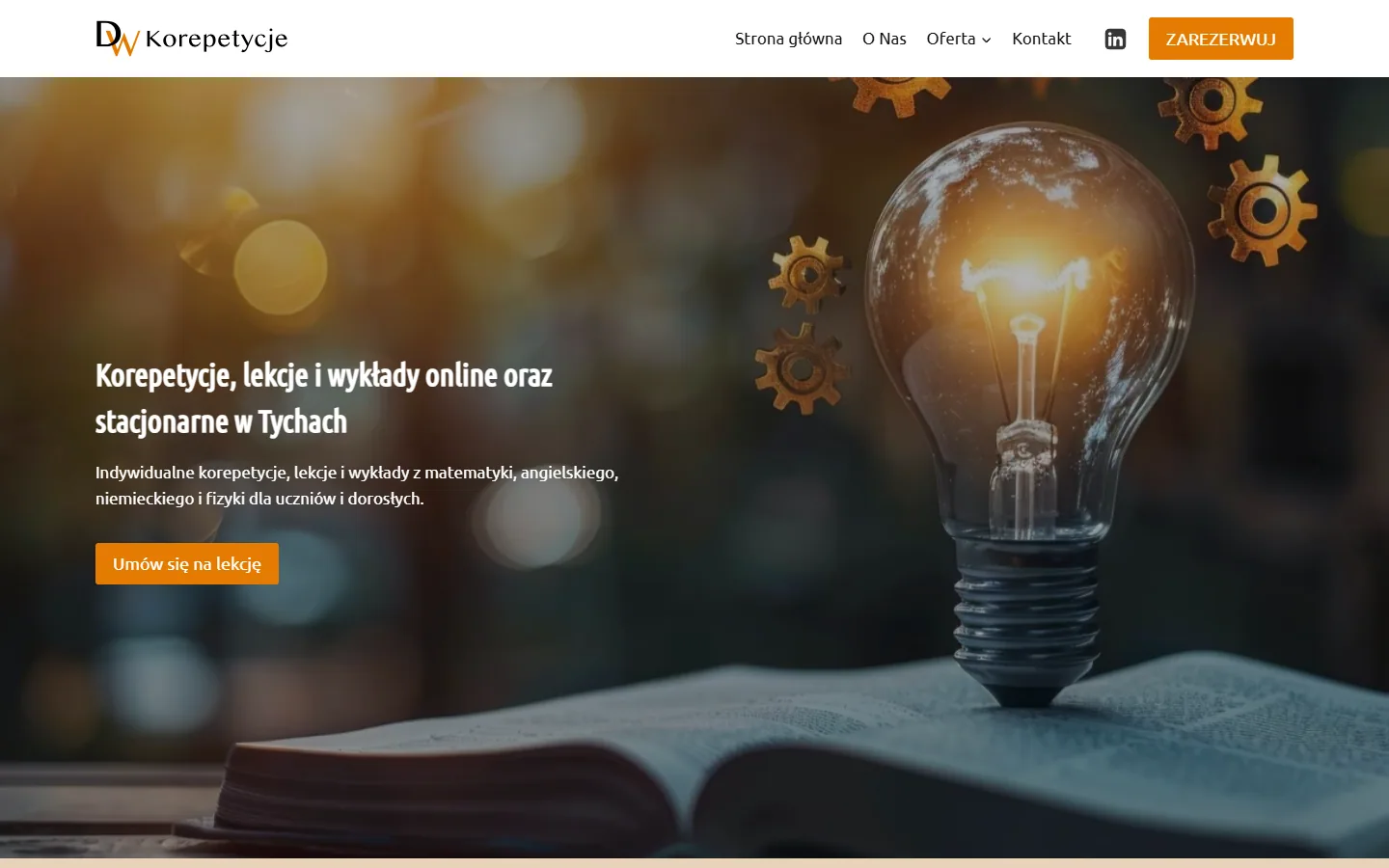 Screenshot of the DW Korepetycje website