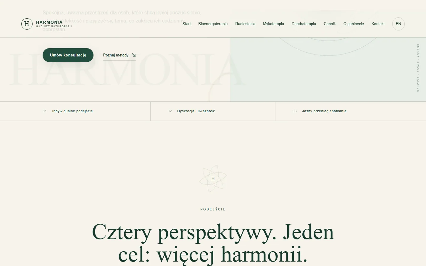 Screenshot of the Harmonia website
