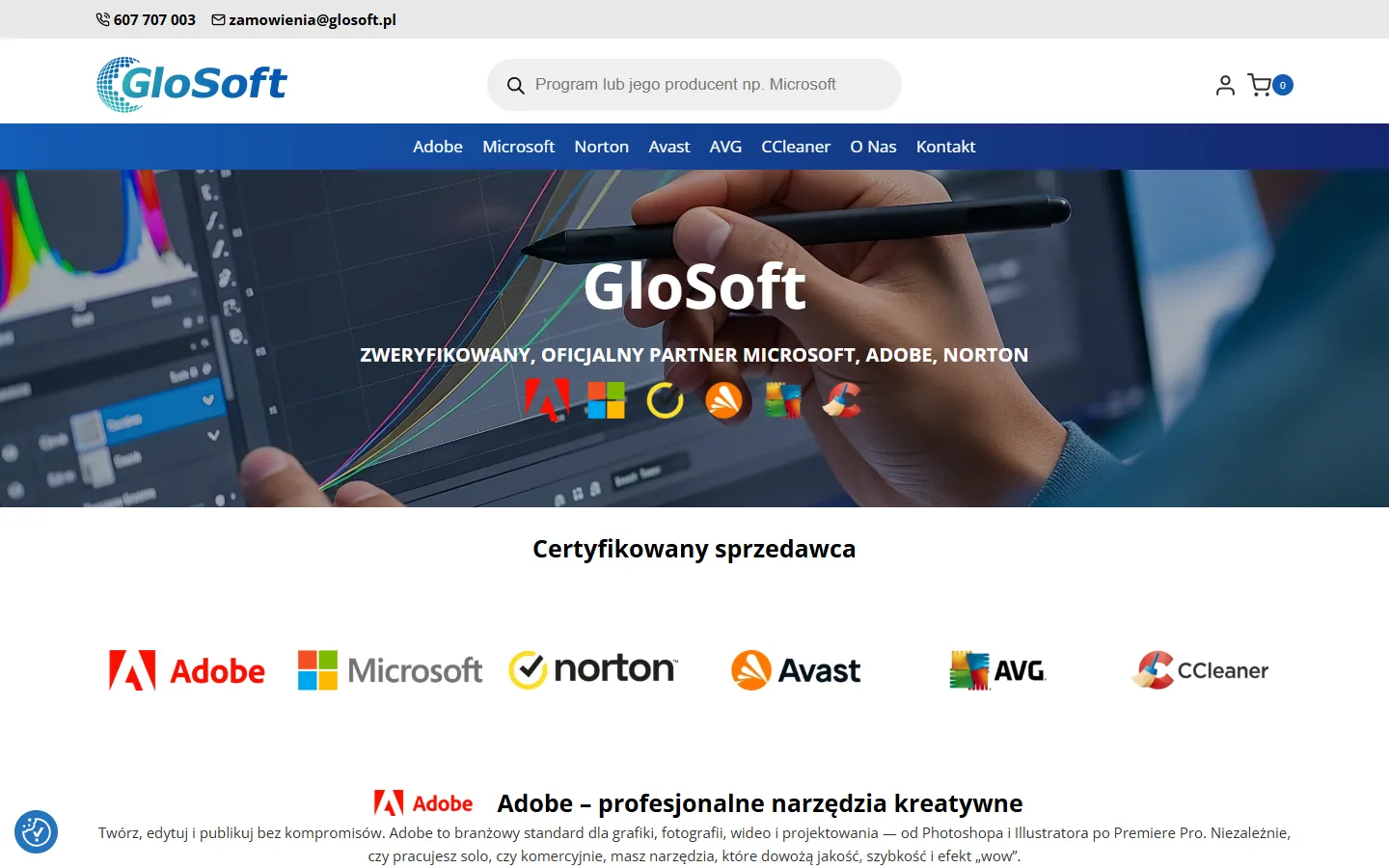 Screenshot of the GLOSOFT website