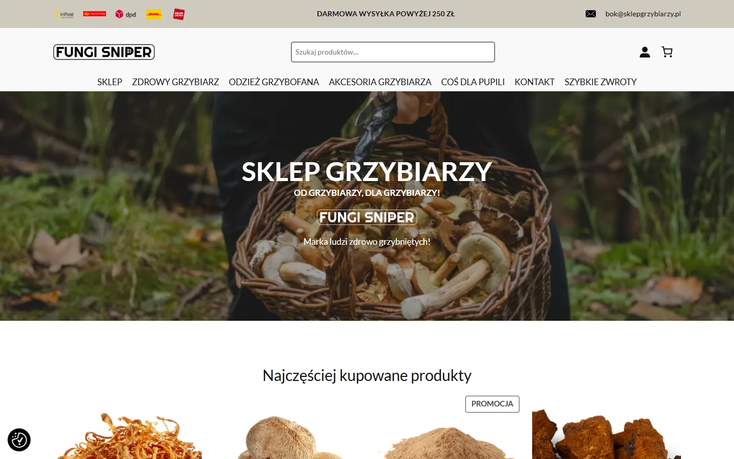 Screenshot of the Sklep Grzybiarzy website