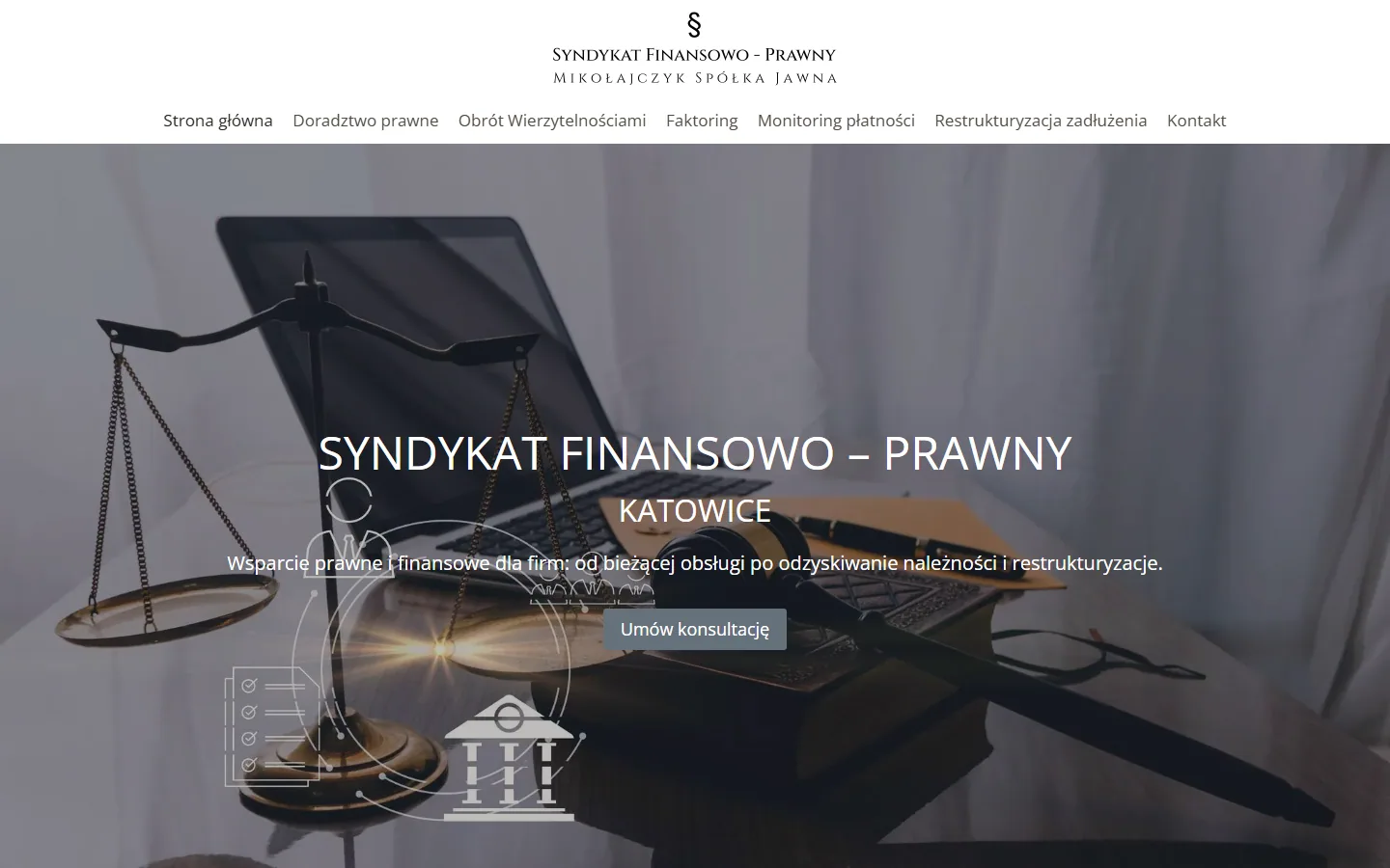 Screenshot of the Syndykat Finansowo-Prawny Mikołajczyk website