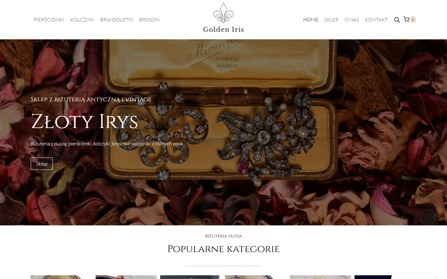 Screenshot of the Złoty Irys website