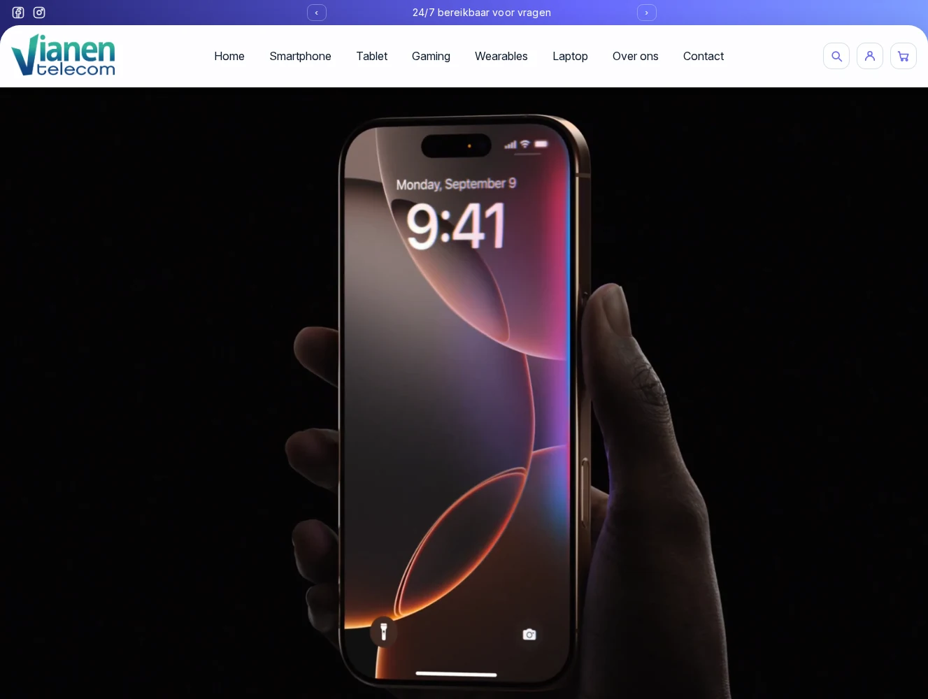 Screenshot of the Vianen Telecom website
